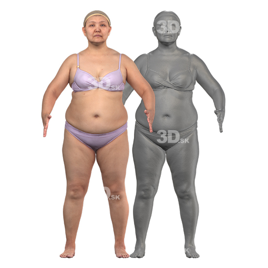 Whole Body Woman Asian 3D RAW A-Pose Bodies