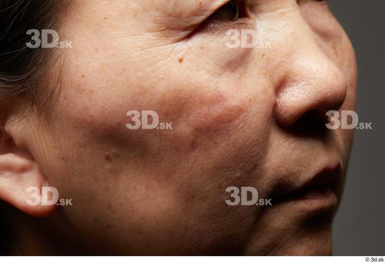 Eye Face Mouth Nose Cheek Ear Skin Woman Asian Slim Wrinkles Studio photo references