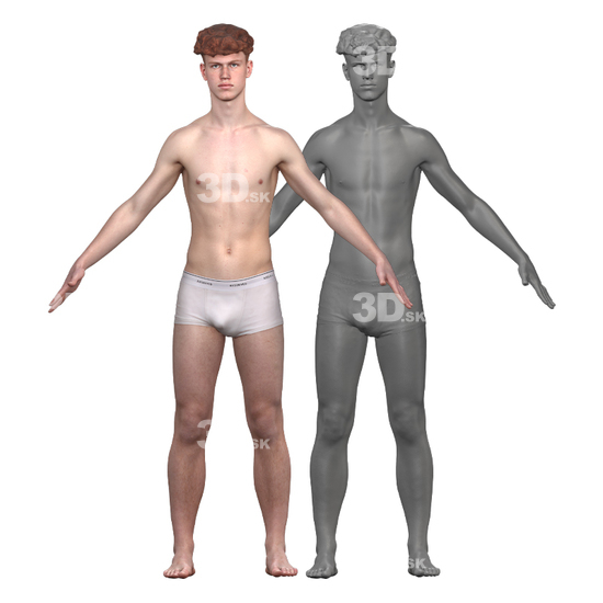 Whole Body Man White Slim 3D Clean A-Pose Bodies