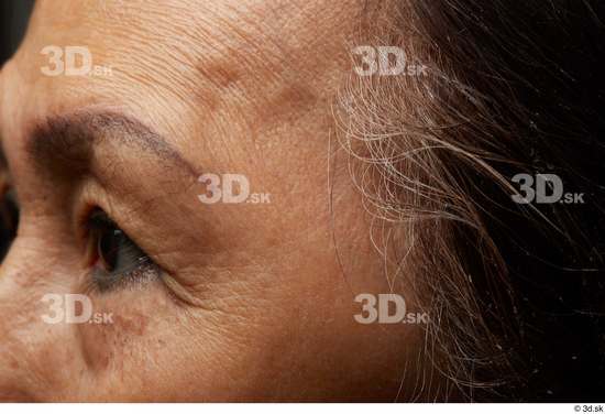 and more Eye Face Cheek Hair Skin Woman Asian Slim Wrinkles Studio photo references