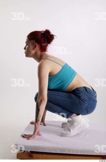 Woman White Slim Female Studio Poses