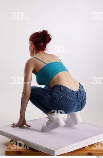 Woman White Slim Female Studio Poses