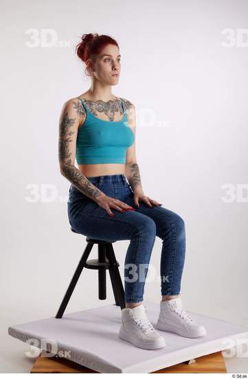 Woman White Slim Female Studio Poses