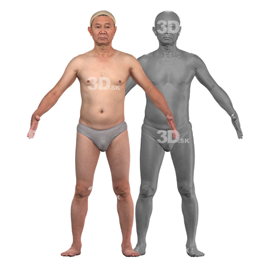 Whole Body Man Asian Underwear 3D Clean A-Pose Bodies