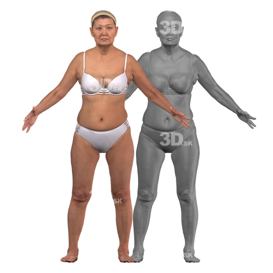 Whole Body Woman White Underwear 3D Clean A-Pose Bodies