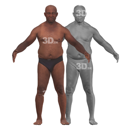 Whole Body Man Black Underwear 3D Clean A-Pose Bodies