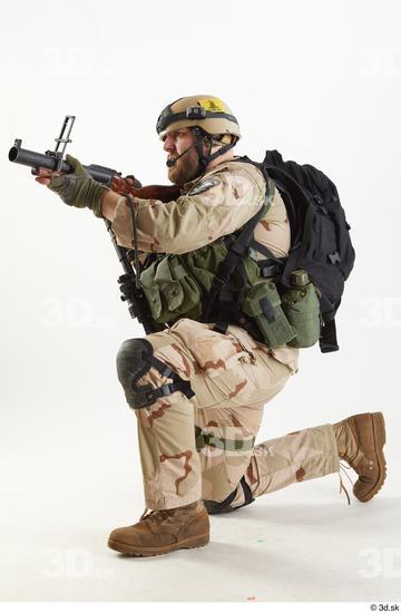 Whole Body Weapons-Rifle Man Pose with machine rifle White Army Athletic Bearded Studio photo references