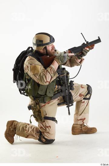 Whole Body Weapons-Rifle Man Pose with machine rifle White Army Athletic Bearded Studio photo references