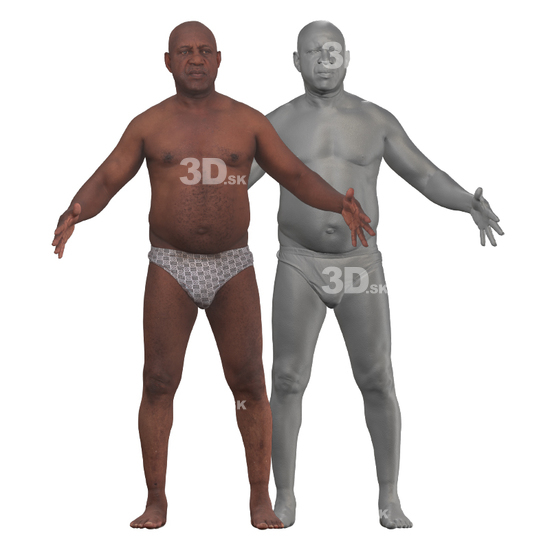 Whole Body Man Black Underwear 3D Clean A-Pose Bodies