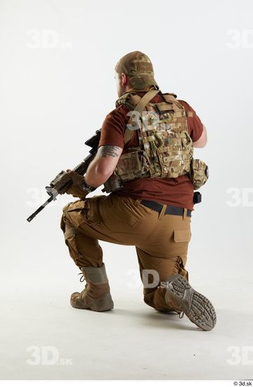 Whole Body Weapons-Rifle Man Pose with machine rifle White Army Athletic Bearded Studio photo references