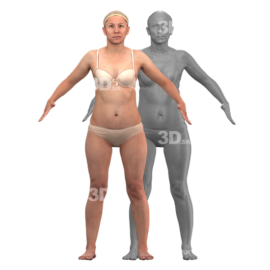 Whole Body Woman Underwear Hispanic 3D Clean A-Pose Bodies