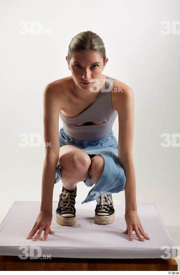 Woman White Slim Female Studio Poses