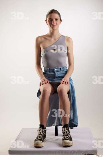 Woman White Slim Female Studio Poses