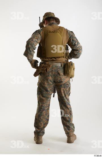 Whole Body Man Pose with machine rifle White Army Athletic Studio photo references