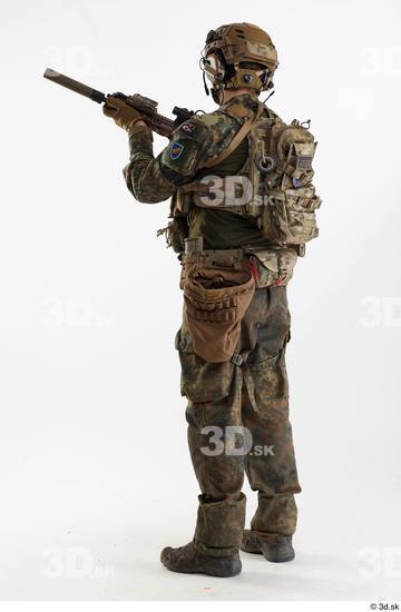 Whole Body Man Pose with machine rifle White Army Athletic Studio photo references