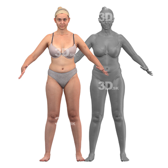 Whole Body Woman Underwear Hispanic 3D Clean A-Pose Bodies