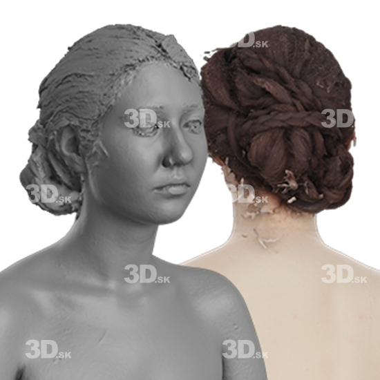 Head Woman White 3D Groom Raw