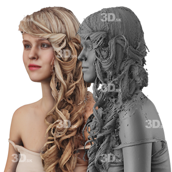 Head Woman White 3D Groom Raw