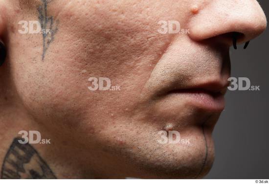 Mouth Nose Cheek Skin Man White Tattoo Slim Wrinkles Studio photo references