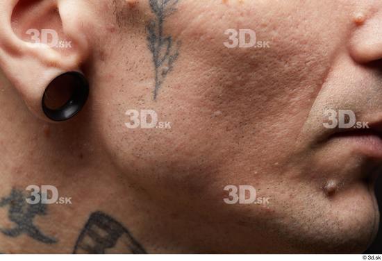 Cheek Ear Skin Man White Tattoo Slim Wrinkles Studio photo references