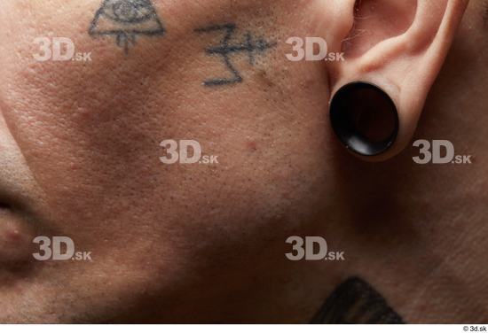 Cheek Ear Skin Man White Tattoo Piercing Slim Studio photo references