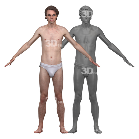 Whole Body Man White 3D Clean A-Pose Bodies