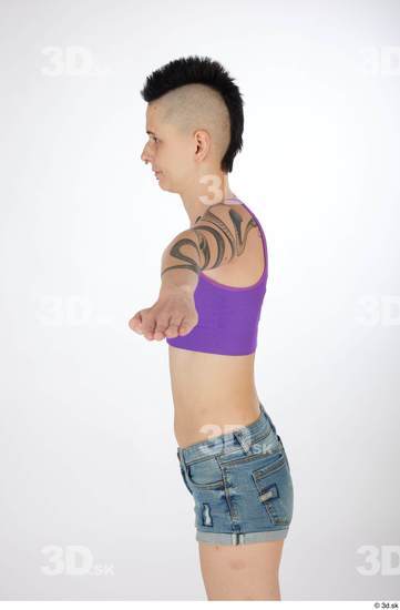 Whole Body Woman T poses White Tattoo Casual Slim Street photo references