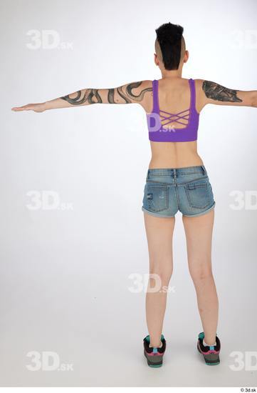 Whole Body Woman T poses White Tattoo Casual Slim Street photo references