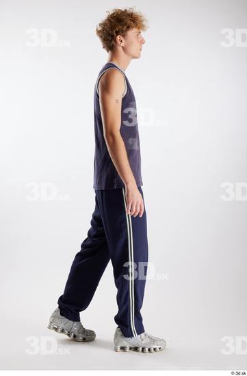 Whole Body Man White Sports Pants Slim Walking Top Studio photo references