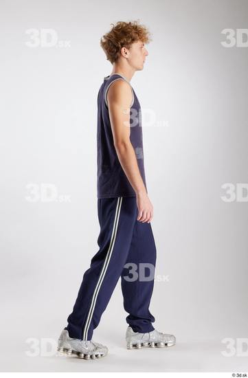 Whole Body Man White Sports Pants Slim Walking Top Studio photo references