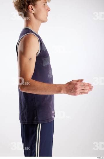 Arm Man White Sports Slim Top Studio photo references