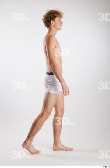 Whole Body Man White Underwear Slim Walking Studio photo references