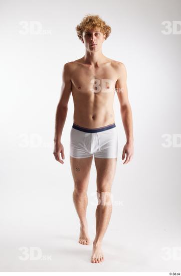 Whole Body Man White Underwear Slim Walking Studio photo references