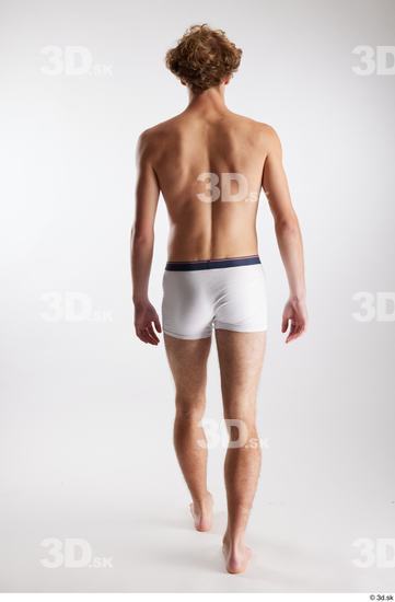 Whole Body Back Man White Underwear Slim Walking Studio photo references