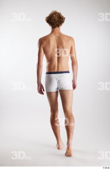 Whole Body Back Man White Underwear Slim Walking Studio photo references