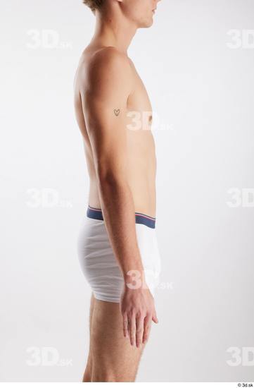 Arm Man White Underwear Slim Studio photo references