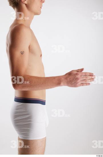 Arm Man White Underwear Slim Studio photo references