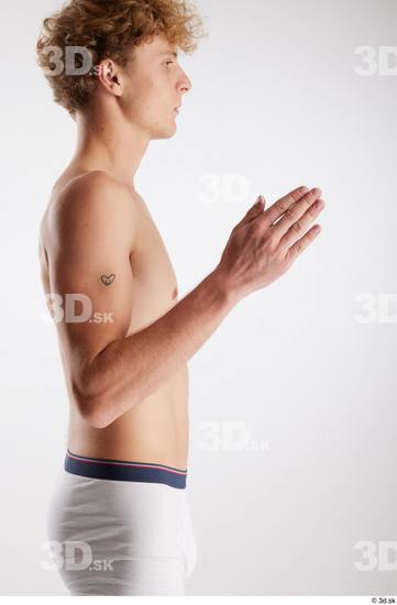 Arm Man White Underwear Slim Studio photo references