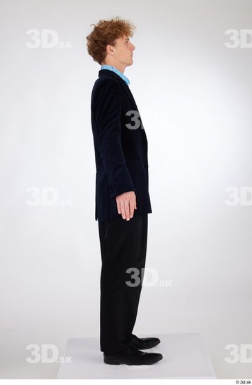 Whole Body Man White Formal Shoes Shirt Pants Jacket Slim Standing Studio photo references