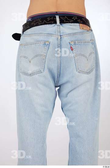 Thigh Man White Casual Jeans Slim Studio photo references