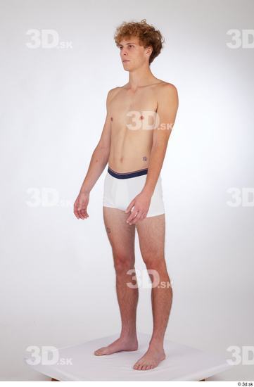 Whole Body Man White Underwear Slim Standing Studio photo references