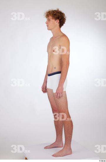 Whole Body Man White Underwear Slim Standing Studio photo references