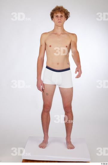 Whole Body Man White Underwear Slim Standing Studio photo references