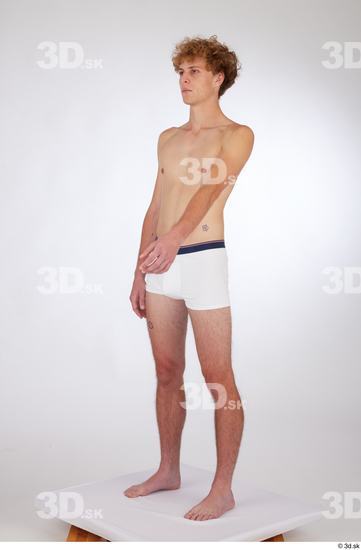 Whole Body Man White Underwear Slim Standing Studio photo references