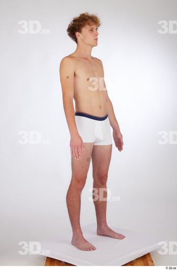 Whole Body Man White Underwear Slim Standing Studio photo references