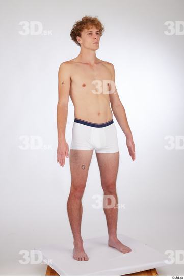 Whole Body Man White Underwear Slim Standing Studio photo references