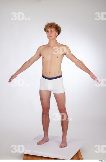 Whole Body Man White Underwear Slim Standing Studio photo references