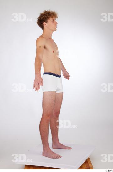 Whole Body Man White Underwear Slim Standing Studio photo references