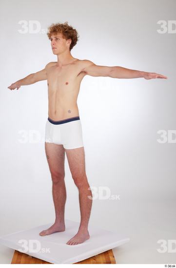 Whole Body Man White Underwear Slim Standing Studio photo references