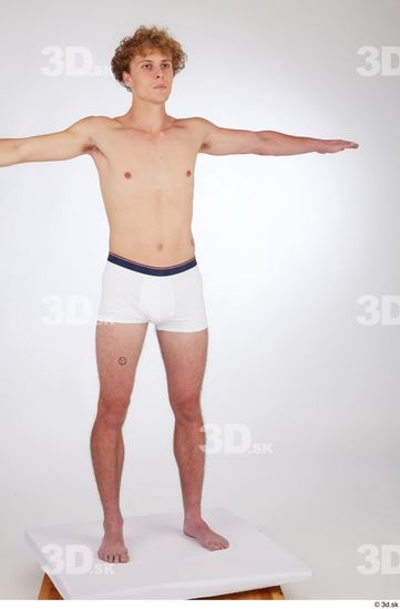 Whole Body Man White Underwear Slim Standing Studio photo references